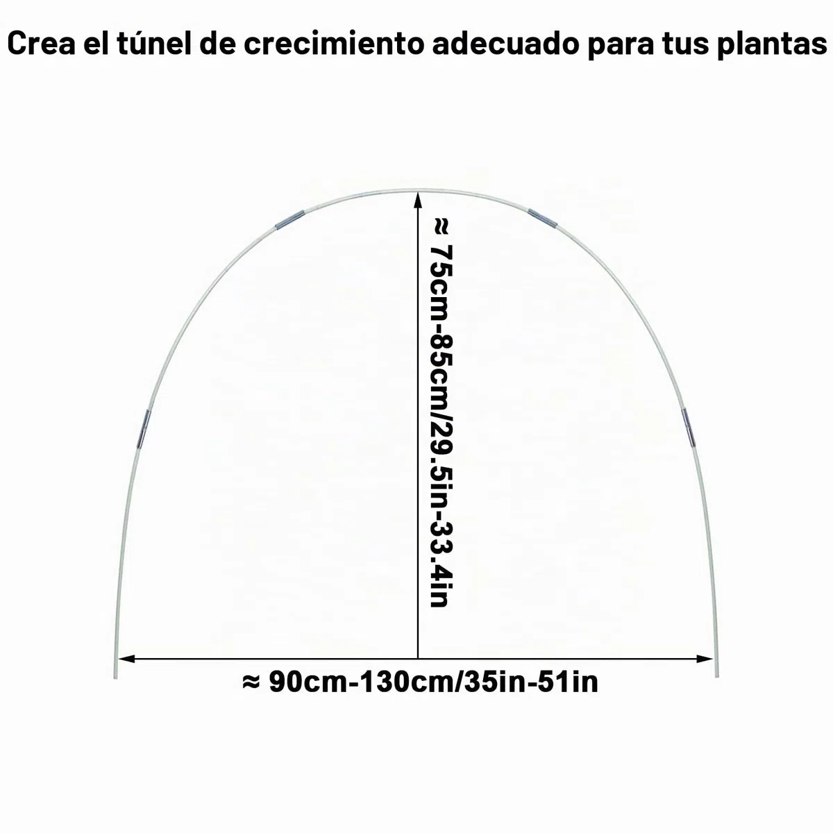 Juego de 50 aros de invernadero extraíbles de 43 cm para cubierta de plantas, politúnel, neumáticos de invernadero, arcos de plástico de fibra de vidrio, túnel de plantas para jardín, tela, estacas de