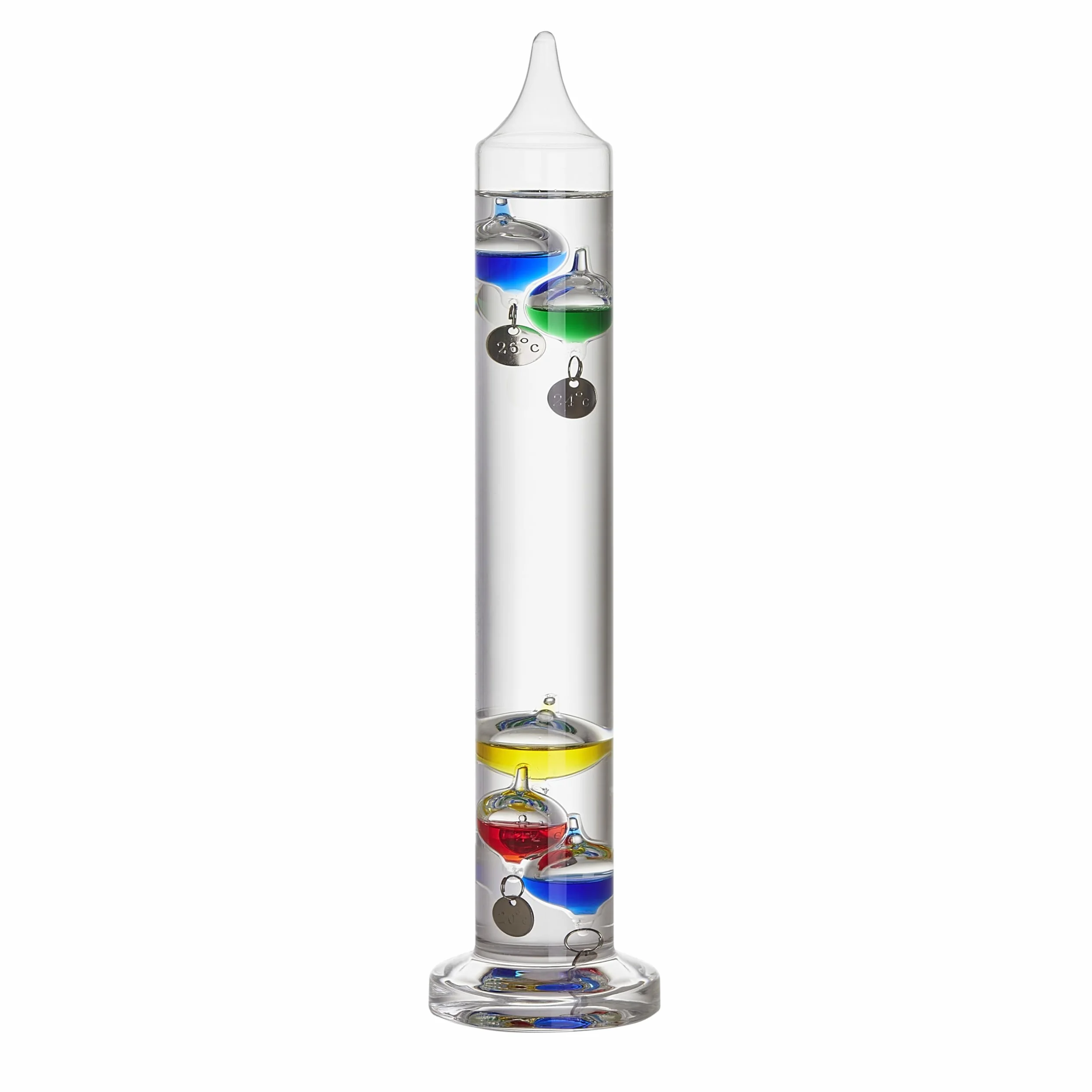 TFA Dostmann Termómetro de cristal analógico Galileo Galilei, 18.1016, termómetro líquido, 33 cm, medición de temperatura interior, fácil lectura, marcas de temperatura plateadas, objeto decorativo,