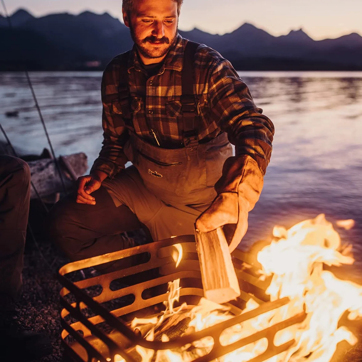 höfats - Guantes para barbacoa - Guante de chimenea de piel y aramida - extremadamente resistente al calor - Guante de horno para asar, cocinar y reponer madera - Certificado según EN 407 y EN 390