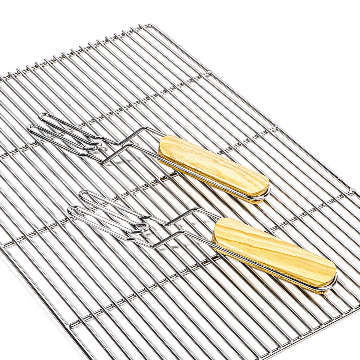 Wiltec Parrilla barbacoa 54x34cm rectangular con mangos barbacoa grill plancha rejilla asadero acero inoxidable grill