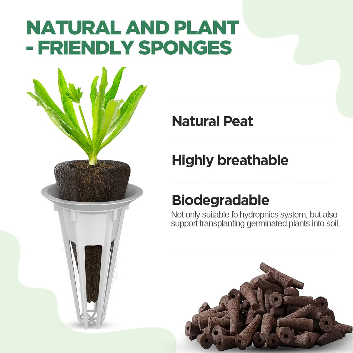 LETPOT Kits de semillas de repuesto, esponjas de cultivo de repuesto, esponjas de propagación para sistemas hidropónicos de jardín interior/exterior, paquete de 200 esponjas grises