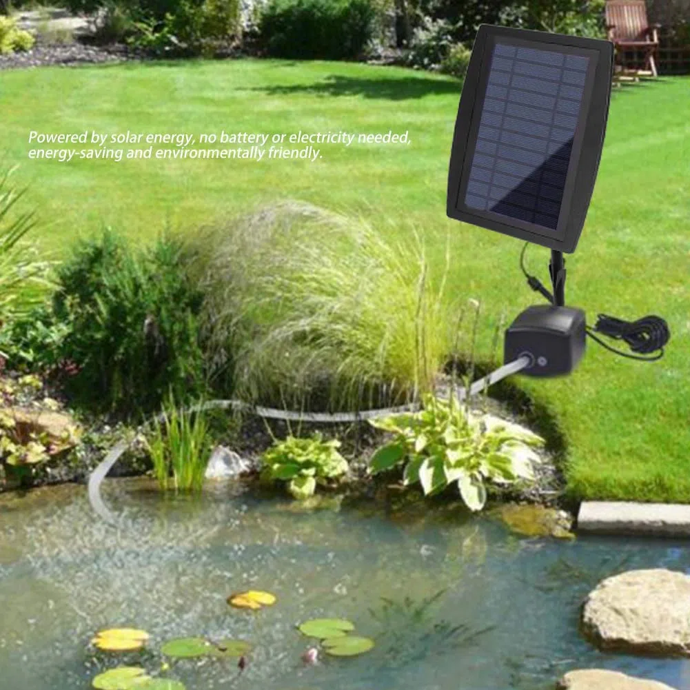 Eurobuy Bomba de aire con energía solar, oxigenador de energía solar con piedra de aire para piscina al aire libre, estanque, pecera