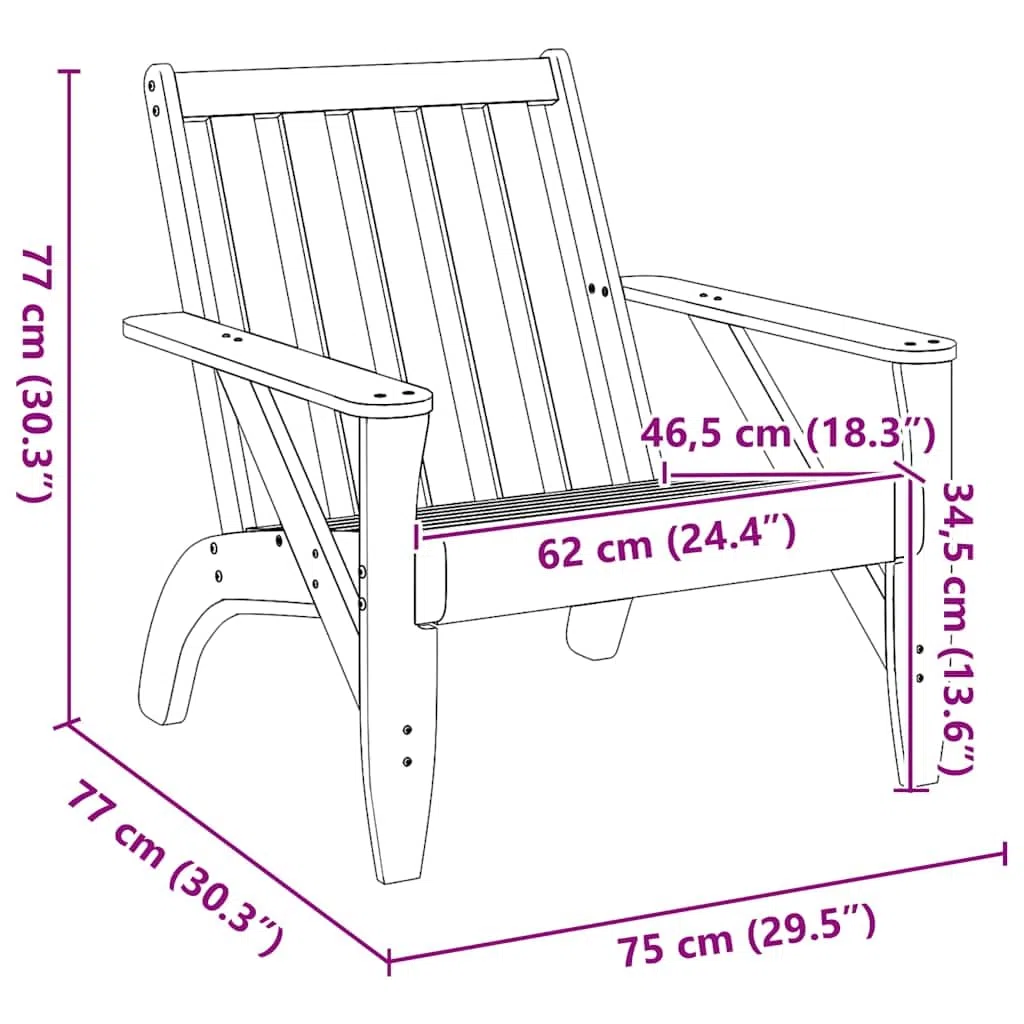 vidaXL Sillas Adirondack de jardín 2 Unidades 75x77x77 cm