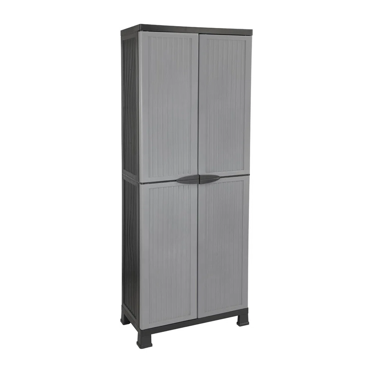 THINIA HOME - Armario de Resina Alto Almacenaje, Uso Exterior e Interior, Jardín y Terraza, 3 Baldas, 2 Puertas, Dimensiones 39x68x171cm (Largo x Ancho x Alto), Color Gris o Negro