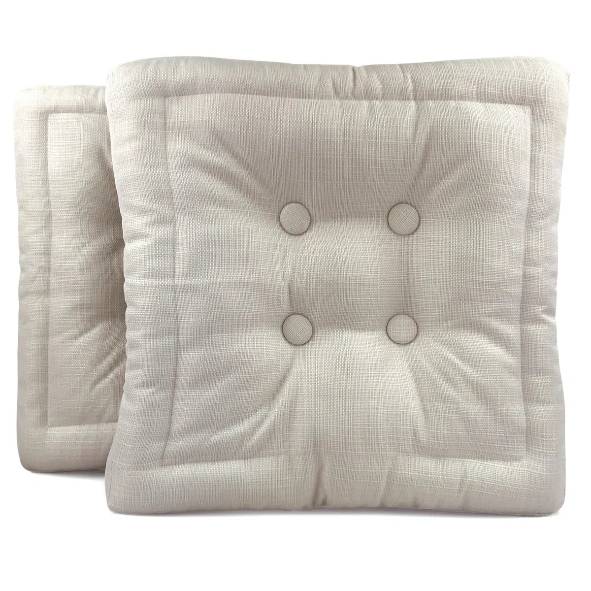TIENDA EURASIA – Pack de 2 Cojines de Suelo Cuadrado | Cojín Impermeable | Acolchado | Poliéster | Medidas 45x45x8 cm | Cojines Exterior Jardín | con Asa de Transporte y Cremallera (Crudo)