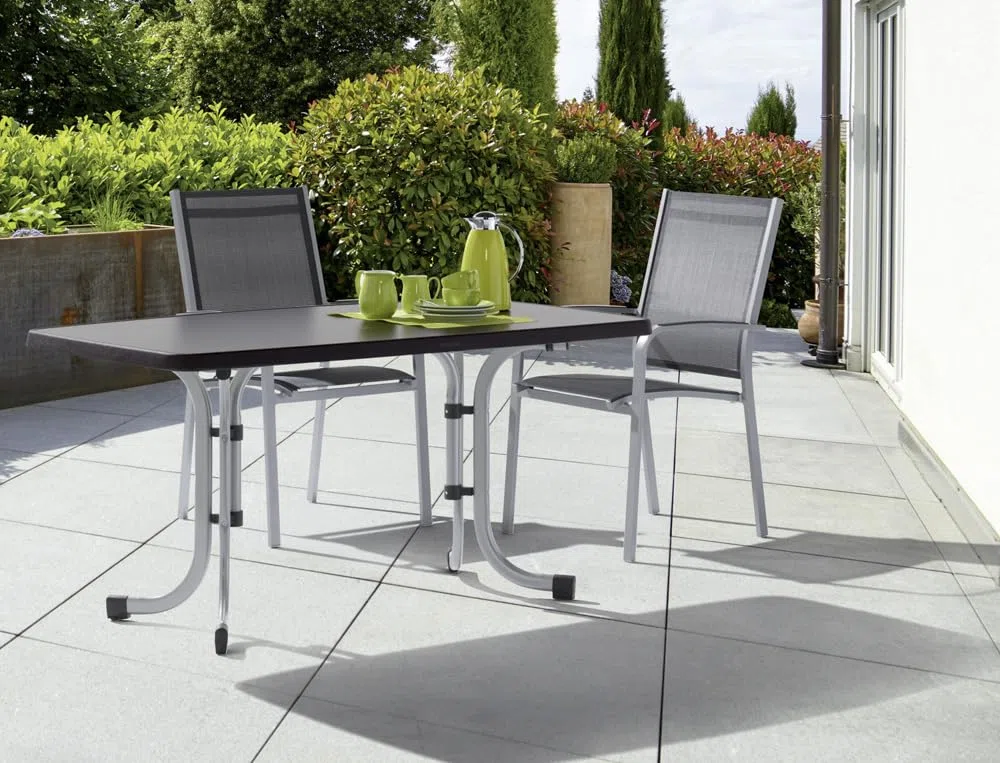Sieger 153/W - Mesa de Comedor para Exterior (Acero), Color Blanco, 150 x 90 cm