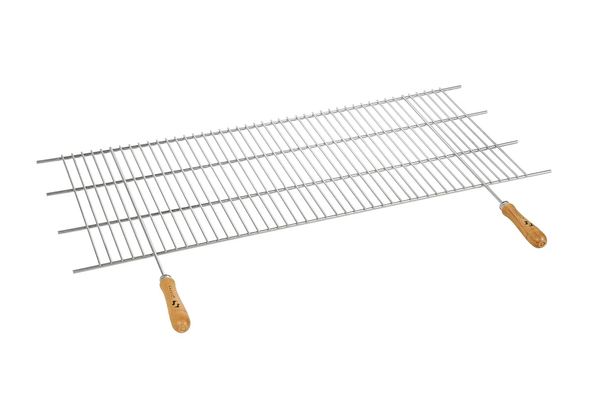 Sauvic 02480 - Parrilla Barbacoa zincada Recortable, con Mangos de Madera, 100 x 40 cm