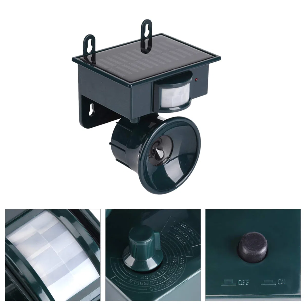 Tonysa Repelente ultrasónico Repelente ultrasónico de pájaros, Sensor de Movimiento PIR con energía Solar Repelente ultrasónico de plagas Bird Dog Cat Mouse Chaser para Exteriores