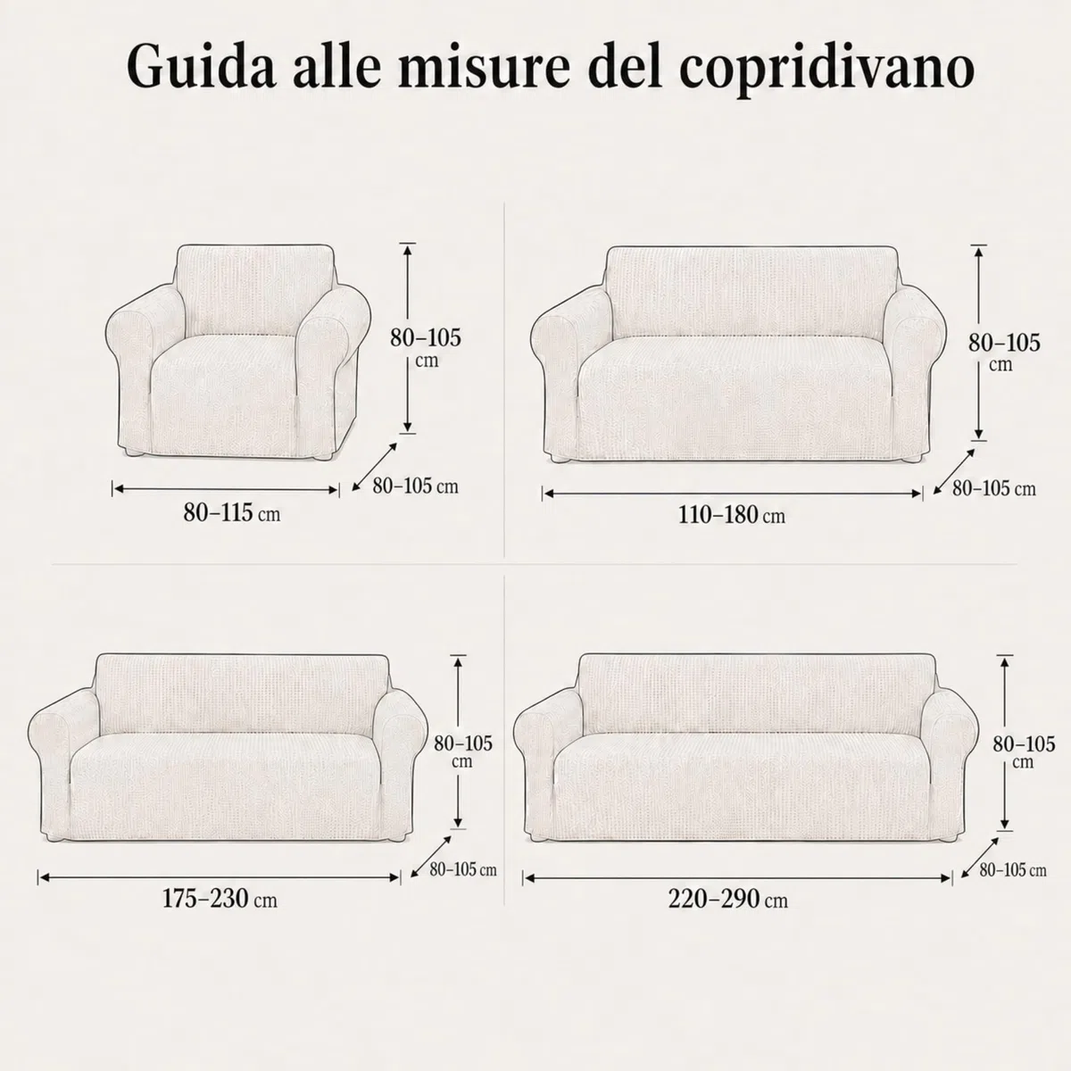 VKZ Funda de Sofá Ajustable, Cubresofa para 2 Plazas,Funda Sofá Protectora y Decorativa, Fácil de Colocar y Lavar,Beige